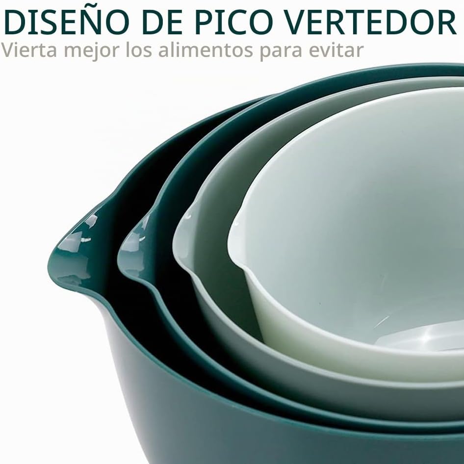 Juego de 4 cuencos de plástico para mezclar, sin BPA