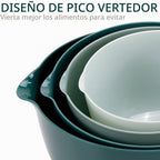 Juego de 4 cuencos de plástico para mezclar, sin BPA