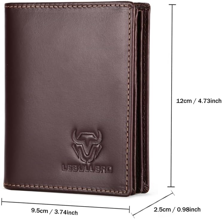 LEBULLBRO Billetera de cuero para hombre plegable con bloqueo RFID,...