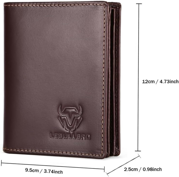 LEBULLBRO Billetera de cuero para hombre plegable con bloqueo RFID,...