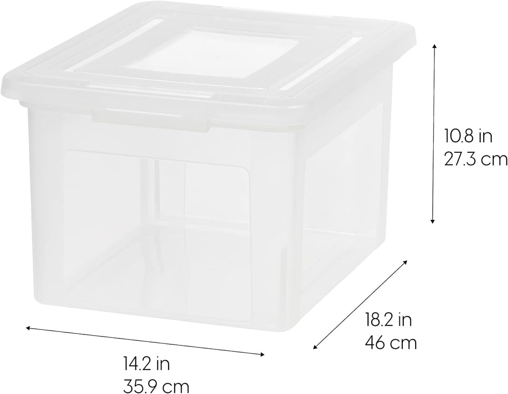 IRIS USA - Caja de archivos, organizador de archivos de plástico con tapas para archivos de cartas/documentos legales, caja de documentos portátil para mudanza, contenedor de almacenamiento con tapa