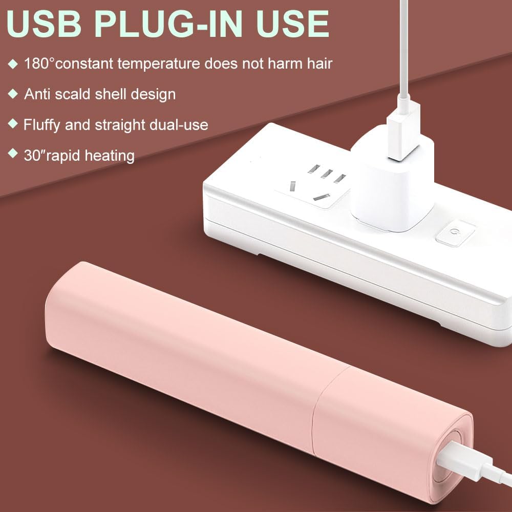 HUAJUN Mini alisador de pelo USB, 2 en 1, pequeña plancha plana por...