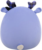 Squishmallows Original Binoche the Purple Fawn de 14 pulgadas con cuernos y lazo a cuadros - Peluche oficial de Jazwares (grande)