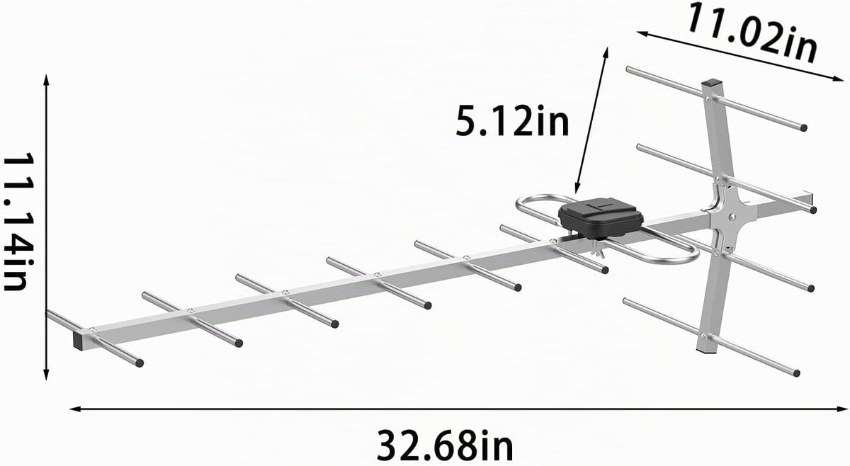 Antena de TV al aire libre para Smart TV, antena de TV inteligente de largo alcance al aire libre, compatible con 4K 1080P HD VHF UHF, resistente a la intemperie y recepción de largo alcance con cable