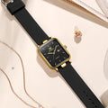 OLEVS Reloj para Mujer Casual Fashion Cuadrante Cuadrado Correa de Silicona Negra Elegante Delicado Cuarzo a Prueba de Agua Lectura Fácil