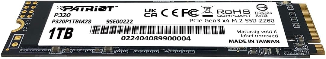 Patriot Memory P320 SSD interno de 1 TB - NVMe PCIe Gen 3x4 - M.2 2...