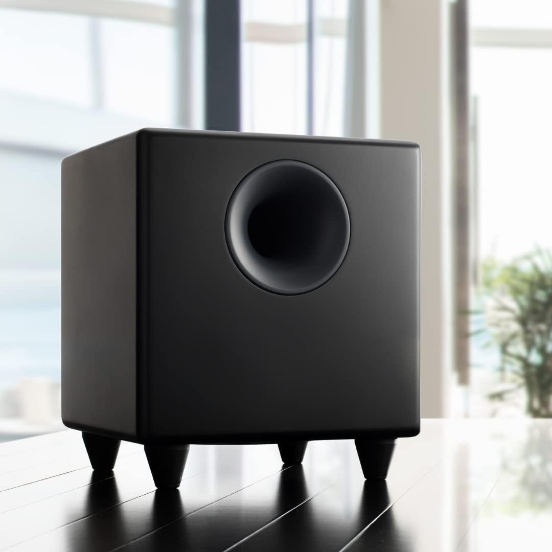 Audioengine S8 Bocina para sonidos graves, de 8 pulgadas, con conexión a corriente eléctrica, color blanco. Negro