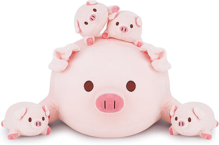 Achwishap 5 Piezas Familia de Cerdos, Cerdo de Peluche Mamá con 4 B...