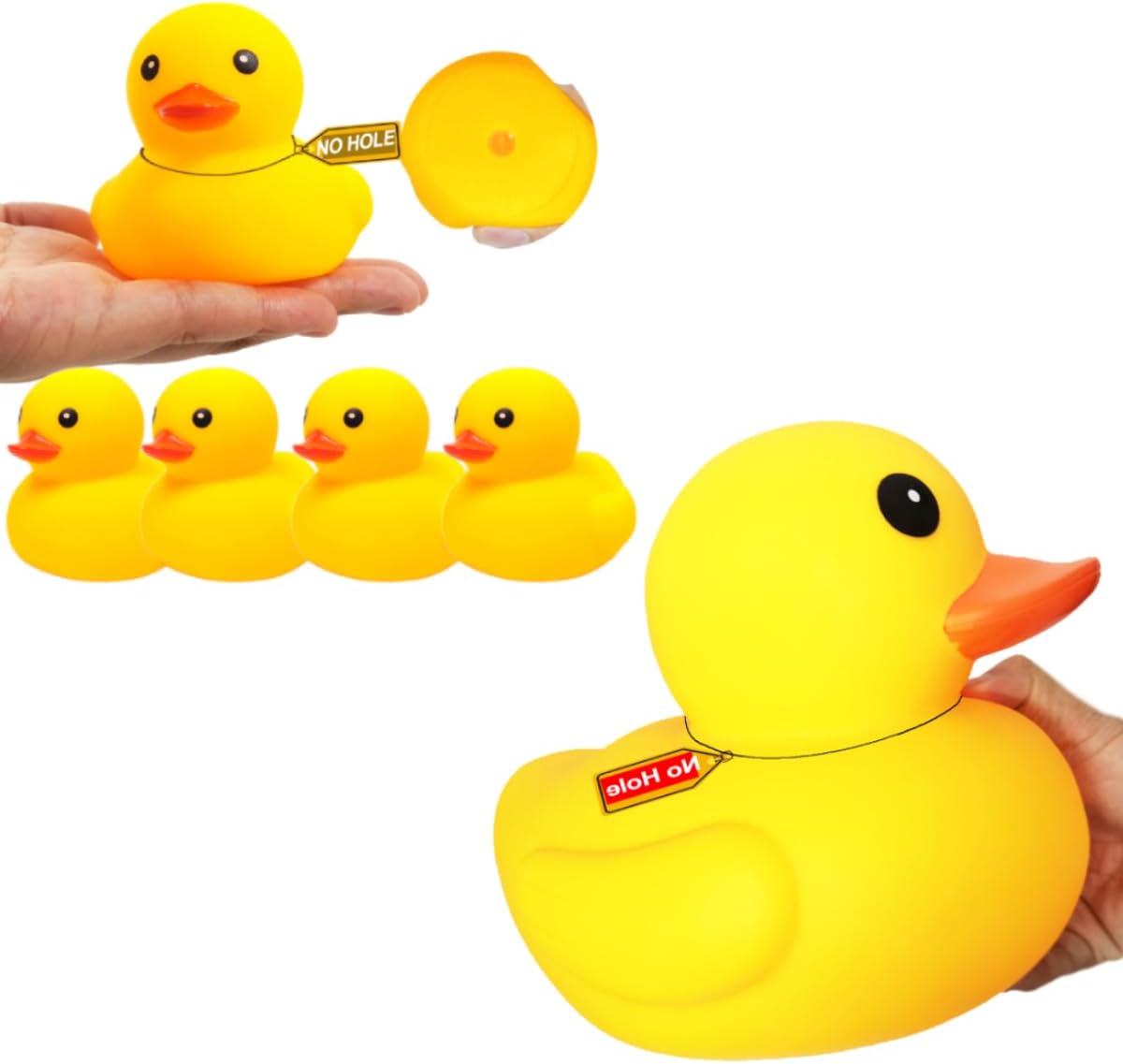 Pato de goma sin agujero, pato de goma sin moho sin agujero, juguete de baño impermeable para niños, piscina, fiesta de cumpleaños y decoración del baño del hogar