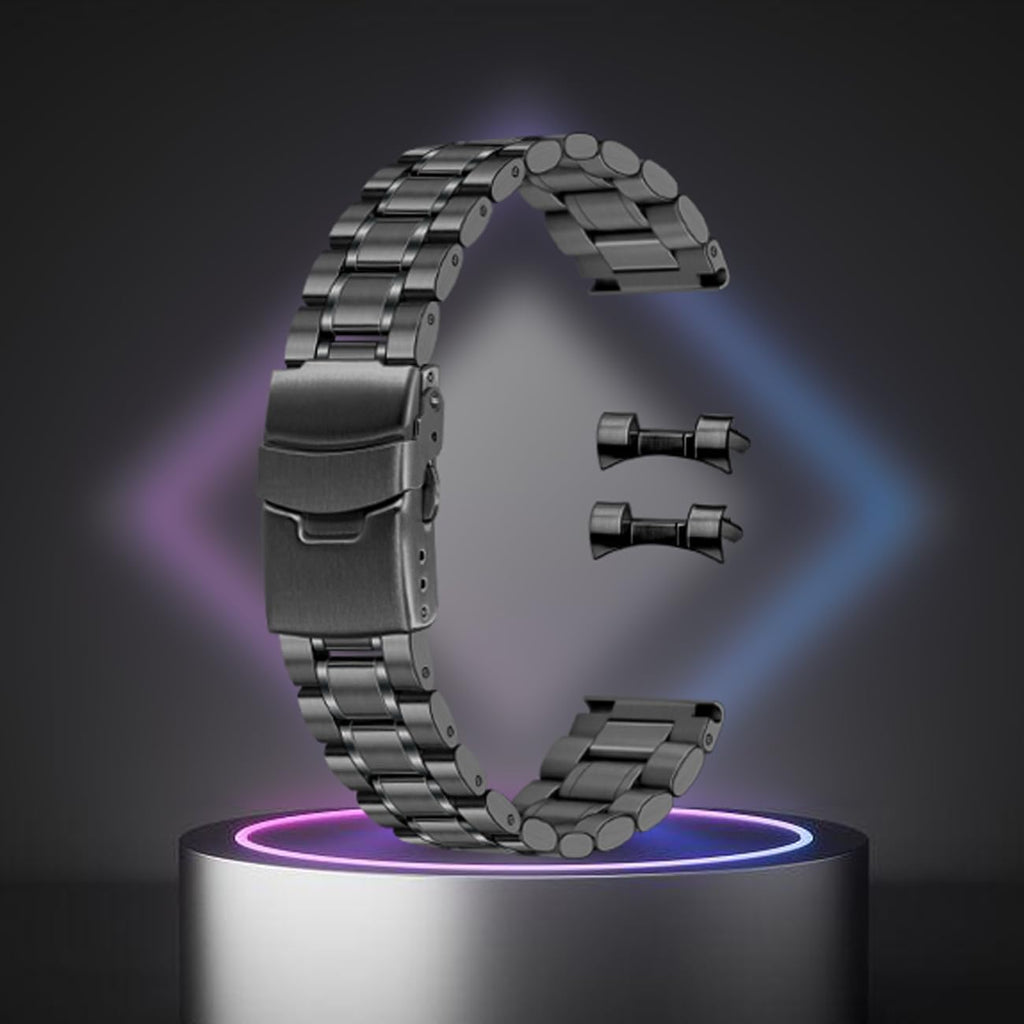 Juntan 20 mm / 22 mm Correa de reloj de acero inoxidable con extremo curvo y extremo recto para hombres y mujeres, correa de reloj de metal, pulsera de repuesto de liberación rápida con hebilla de