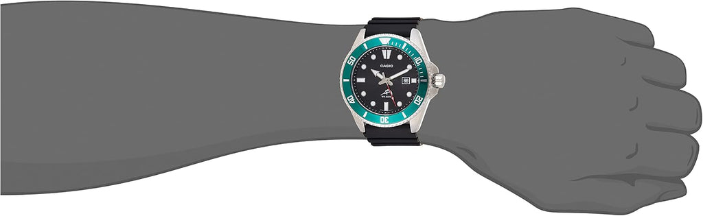Casio MDV106 Series | Reloj analógico unisex | 200M WR | Caja de acero inoxidable | Correa de resina | Ahorro de 2 manecillas analógicas (Hora, Minuto, Seg) | Display de fecha | Corona atornillada / Bisel con fondo atornillado | Batería de 3 años