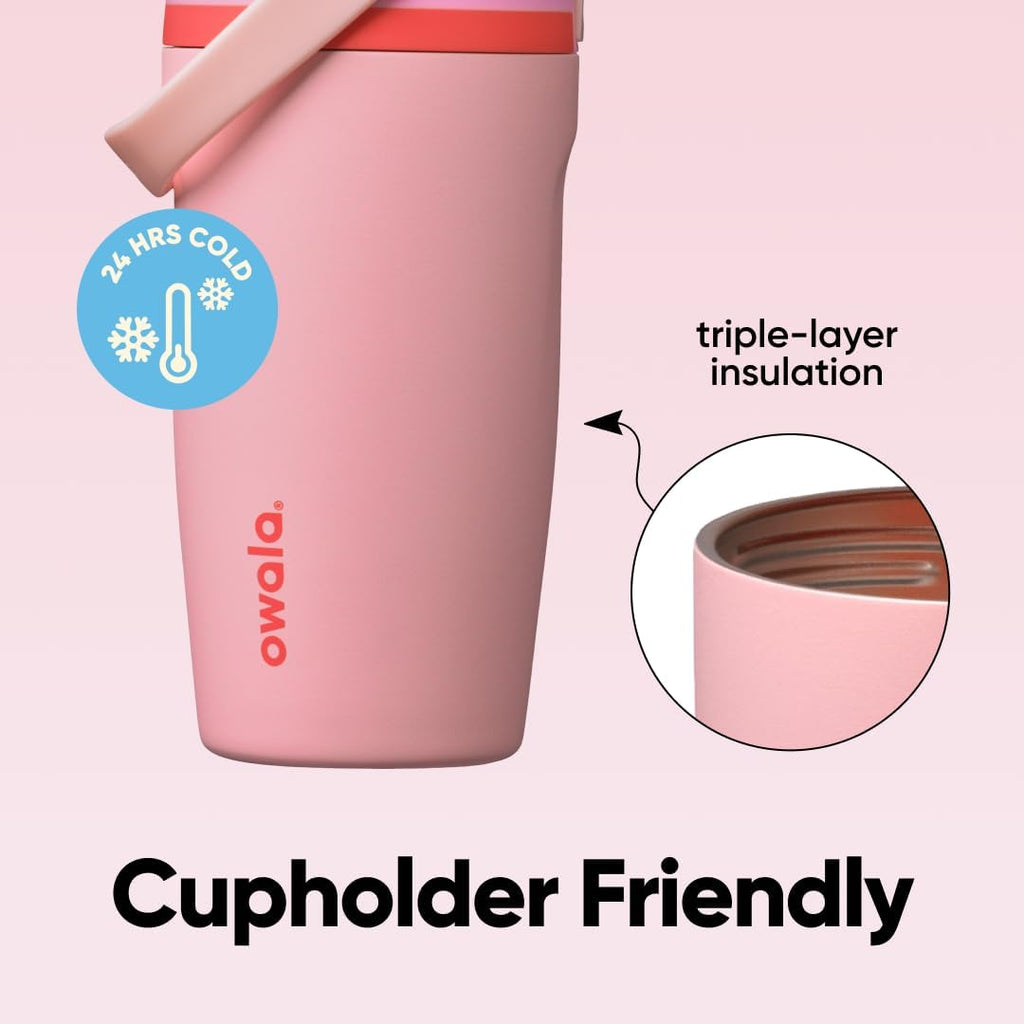 Owala FreeSip Sway - Botella de agua de acero inoxidable, 18 onzas, pastel de comida de ángel
