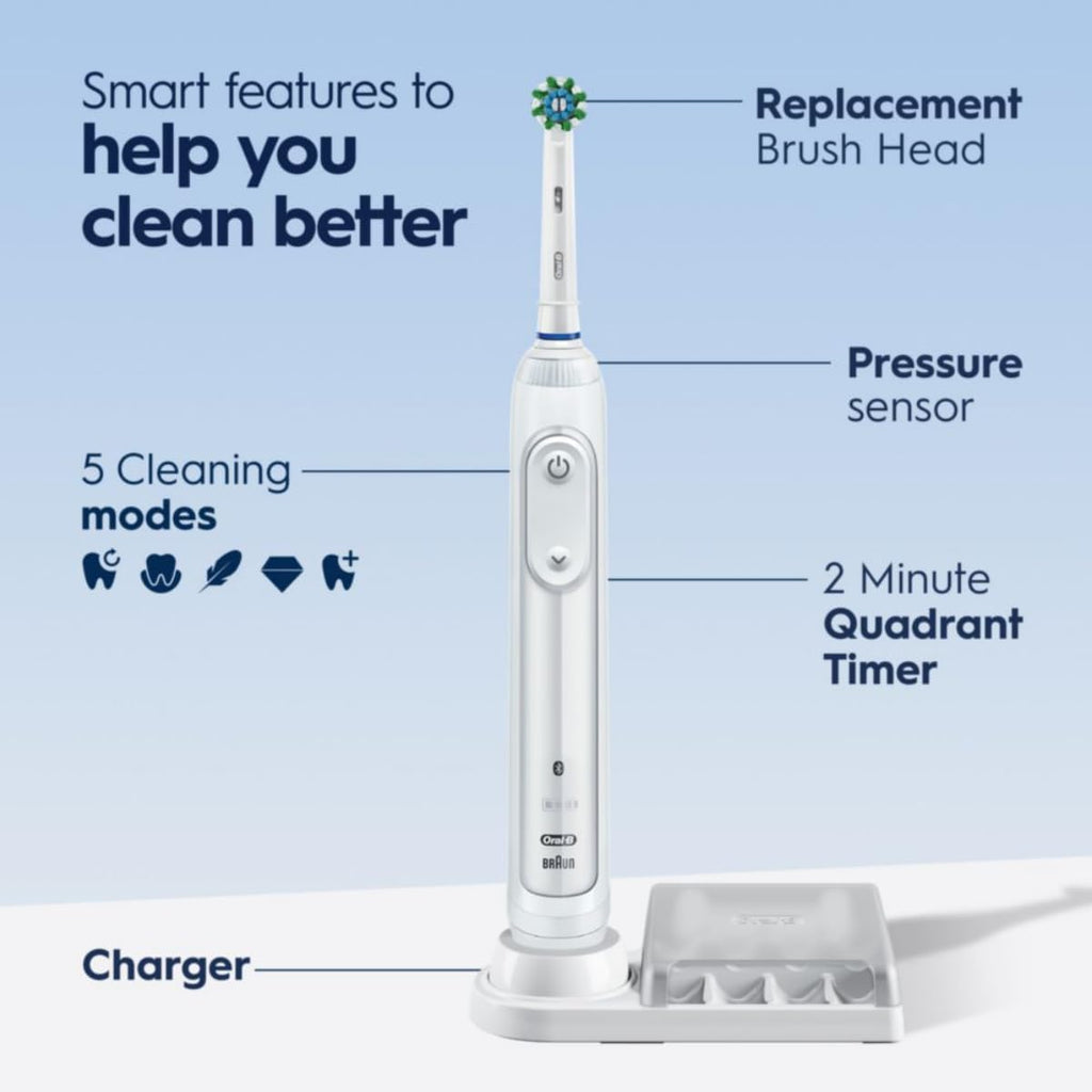 Oral-B Pro 5000 Smartseries - Cepillo de dientes eléctrico, cepillo para polvo de dientes blanco., White Edition.