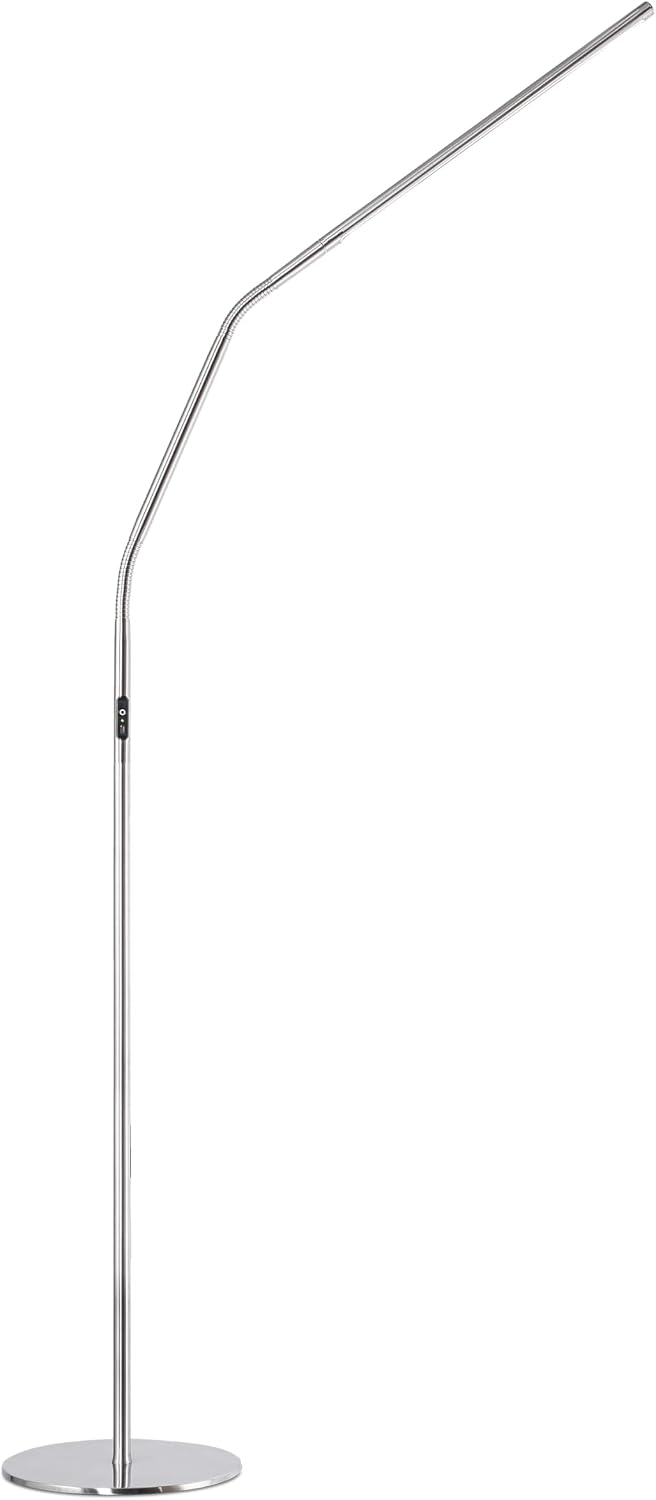 Lámpara Daylight Slimline - Lámpara de pie con 4 LED, 6000 K, diseño flexible, acero cepillado