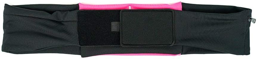 Riñonera ajustable de 3 bolsillos para correr, riñonera para entrenar con respaldo resistente al sudor, soporta todos los modelos de iPhone, Rosa/Negro, Cinturón para correr de 3 bolsillos versión 1