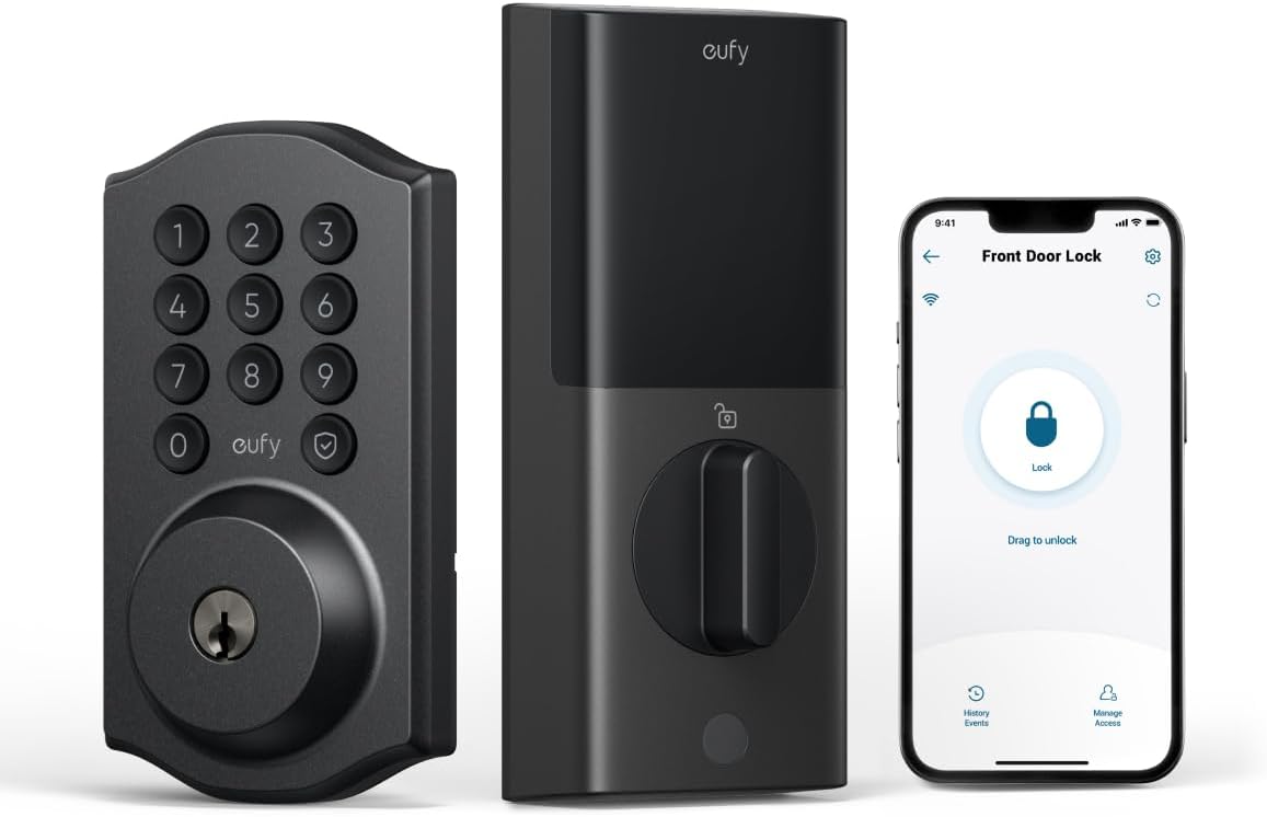eufy Security Smart Lock C30, Keyless Entry Door Lock, Built-in Wi-Fi, Negro, Tradicional