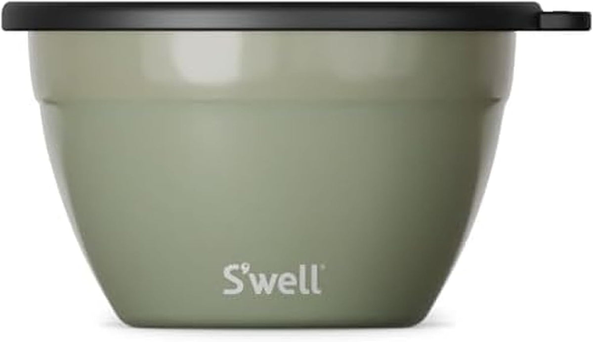 S'well Kit de ensaladera de acero inoxidable de 64 onzas, salvia de montaña, viene con mini recipiente de 2 onzas y bandeja extraíble para organización, a prueba de fugas, fácil de limpiar, apto para