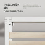 Nectar Base de cama y cabecera de bambú para niños, tamaño individual, color blanco, 12 pulgadas de altura, fácil de instalar sin herramientas, duradera y apta para niños, listones de madera