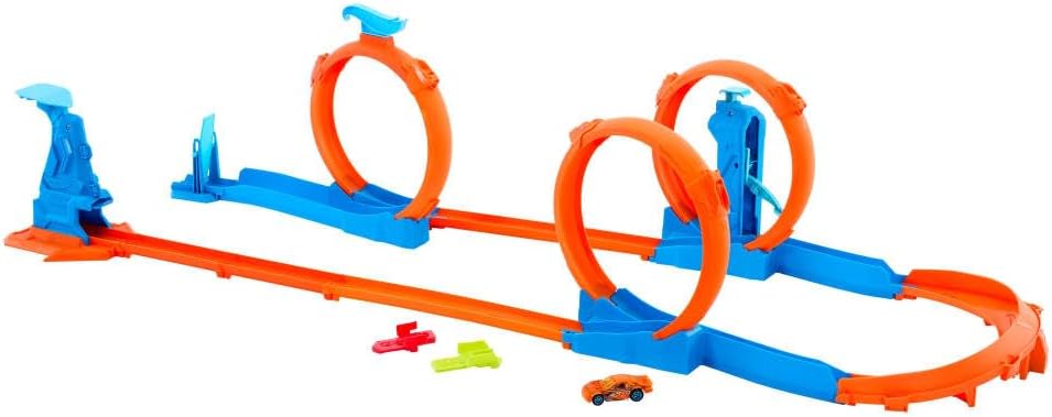 Conjunto de pista de juguete de autos Hot Wheels, paquete de triple...
