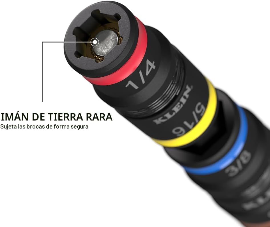 Klein Tools 32914HD Juego de llaves de vaso 14 en 1 con clasificación de impacto, tamaños SAE y métricos, juego de enchufes magnéticos con 12 destornilladores hexagonales y soporte para brocas