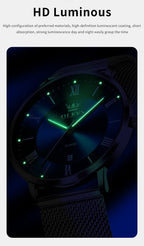 OLEVS Relojes de oro para hombre, analógico, de cuarzo, para negocios, de vestir, día fecha, acero inoxidable, clásico, de lujo, luminoso, impermeable, casual, relojes de pulsera masculinos