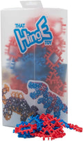 That Hinge Toy - Juego de 150 piezas rojo + azul, dinosaurio + más juguete de construcción STEM
