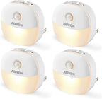 AUVON Luz nocturna enchufable, sensor de movimiento y sensor de atardecer a