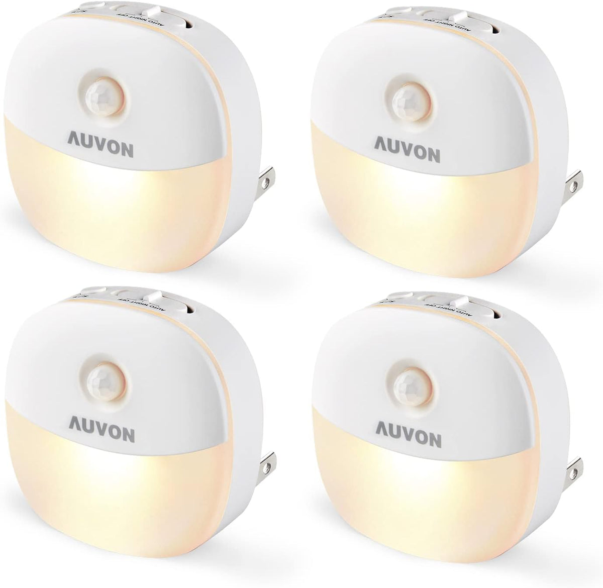 AUVON Luz nocturna enchufable, sensor de movimiento y sensor de atardecer a