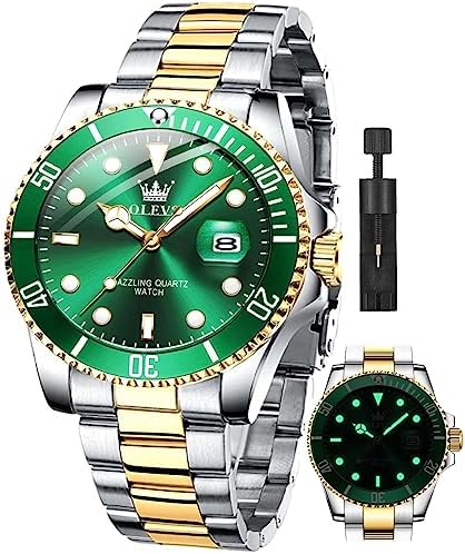 OLEVS Relojes de Lujo para Hombres, Gran Acero Inoxidable, Cuarzo Analógico, Resistente al Agua