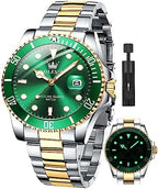 OLEVS Relojes de Lujo para Hombres, Gran Acero Inoxidable, Cuarzo Analógico, Resistente al Agua
