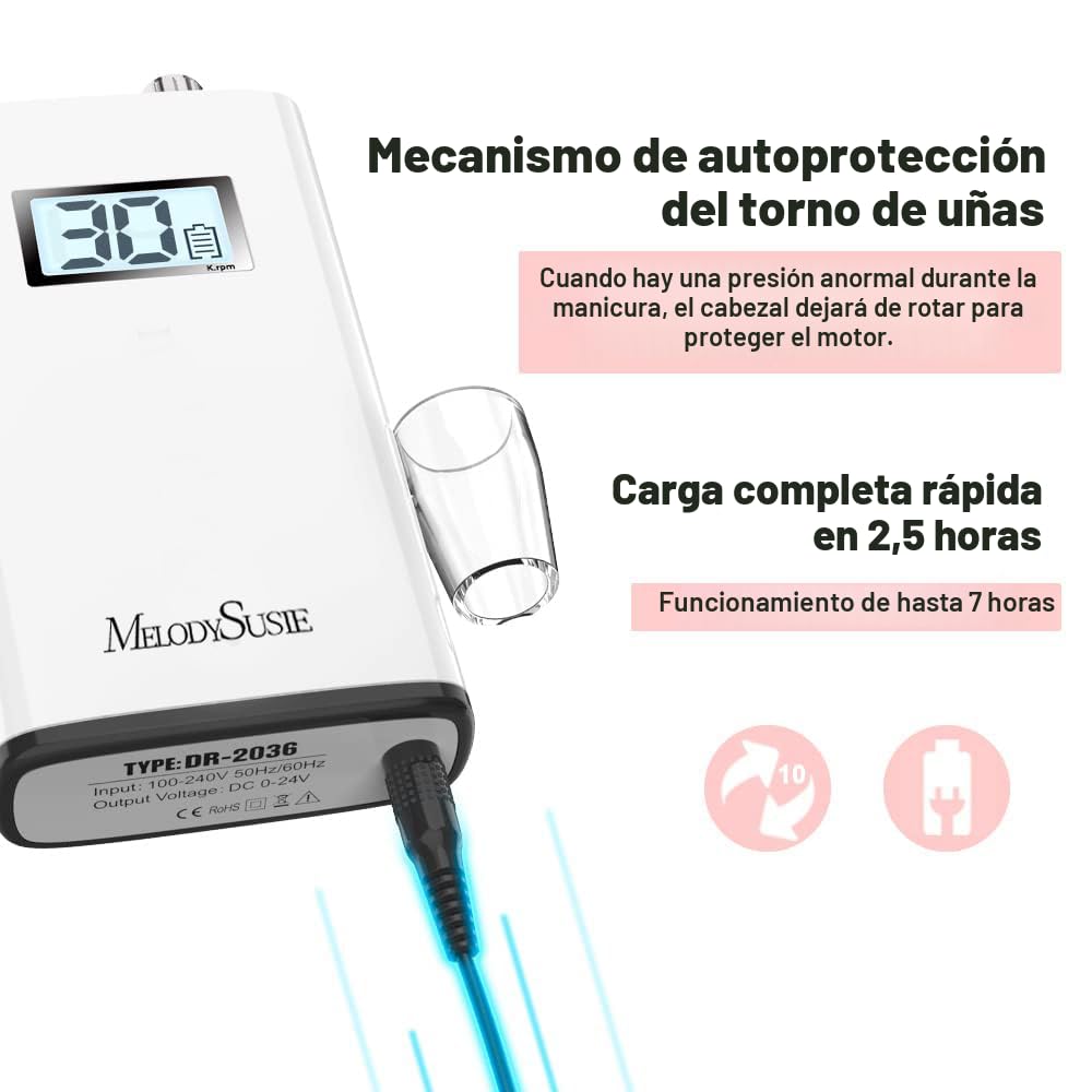 MelodySusie Taladro de uñas inalámbrico de nivel de entrada con cli...