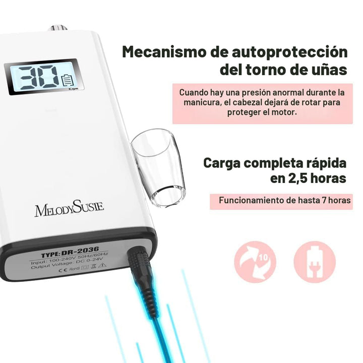 MelodySusie Taladro de uñas inalámbrico de nivel de entrada con cli...