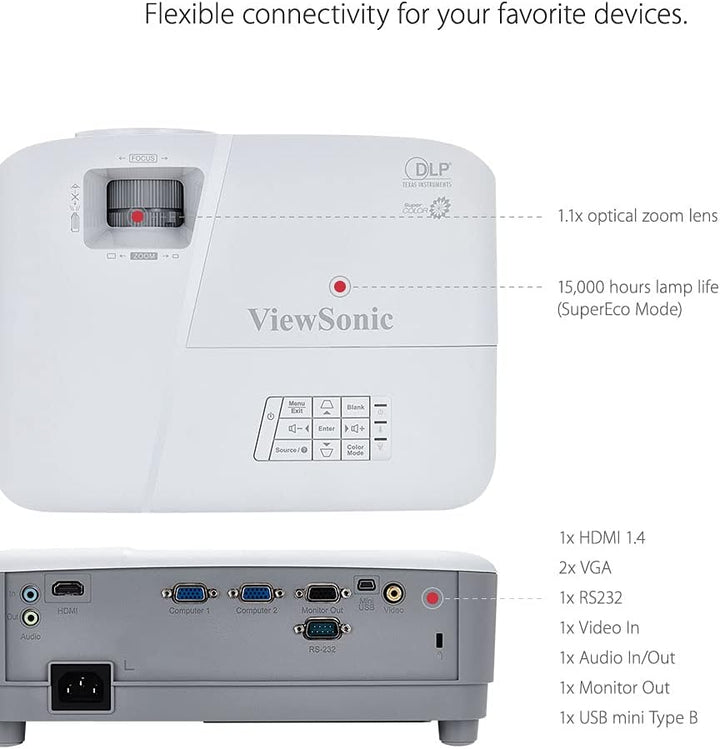 ViewSonic Proyector de corto alcance XGA PS502X de 4000 lúmenes, al...