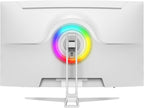 CRUA Monitor curvo blanco de 32 pulgadas, 4K UHD (3840 x 2160P) pan...