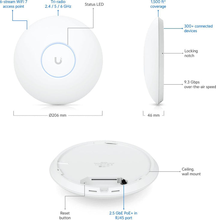 Ubiquiti U7-Pro AP WiFi7 PoE 1x1/25GbE