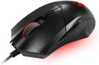 msi Clutch GM08 - Mouse para juegos, 4200 DPI, sensor óptico, 3 pesos ajustables, iluminación LED roja, diseño simétrico