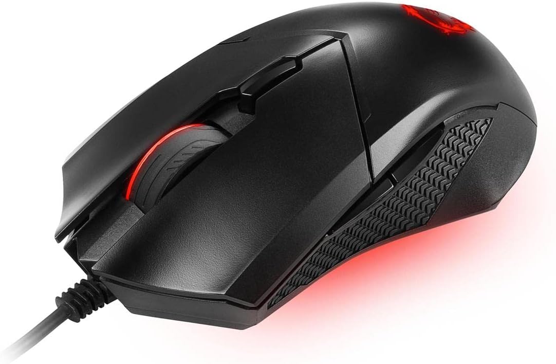 msi Clutch GM08 - Mouse para juegos, 4200 DPI, sensor óptico, 3 pesos ajustables, iluminación LED roja, diseño simétrico