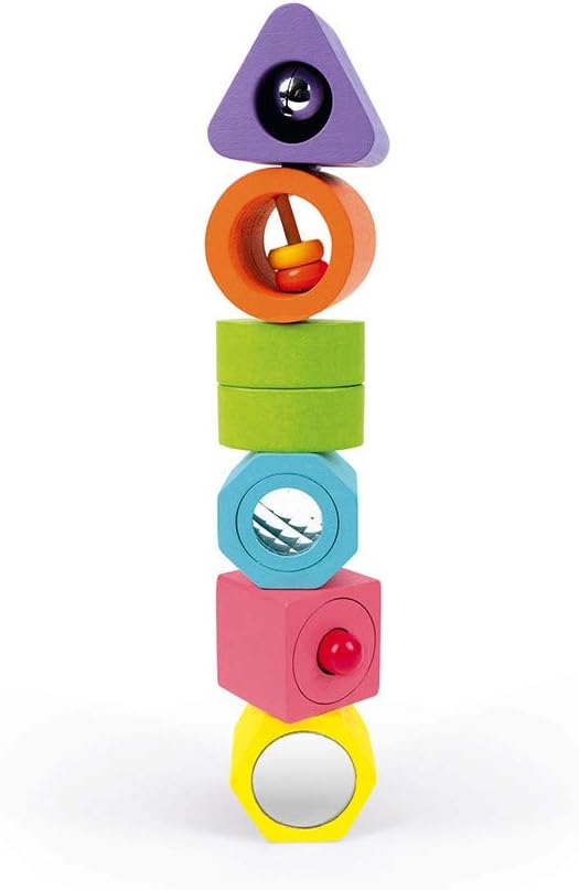 Janod I Wood - Rompecabezas de 6 bloques de formas y sonidos - Edades 12 meses + - J05332