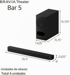 Sony BRAVIA Theater Bar 5, 3.1ch Barra de sonido de cine en casa y