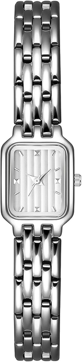 BESTKANG Reloj de pulsera con esfera cuadrada para mujer, estilo retro, con movimiento de cuarzo, reloj de pulsera pequeño para mujer