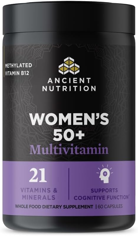 Ancient Nutrition Multivitamínico para mujeres 50+ con Ashwagandha...