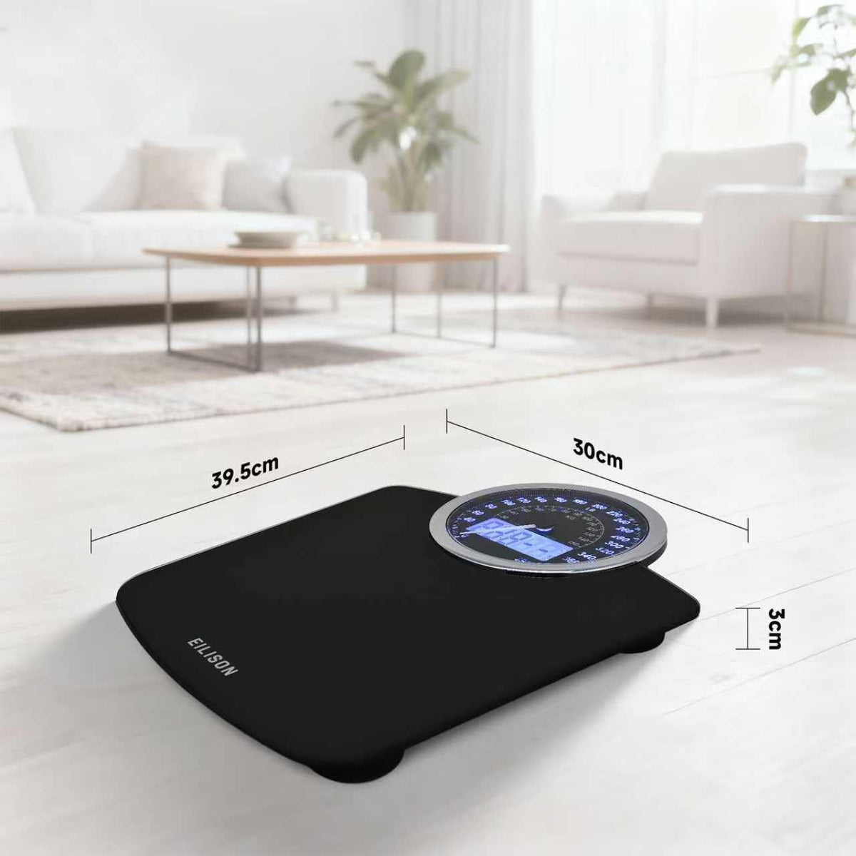 Balanza de pesaje digital y analógica 2 en 1 altamente avanzada para peso corporal - 400 libras, 4 sensores GX de alta precisión, vidrio templado grueso, pantalla extra grande (Negro)