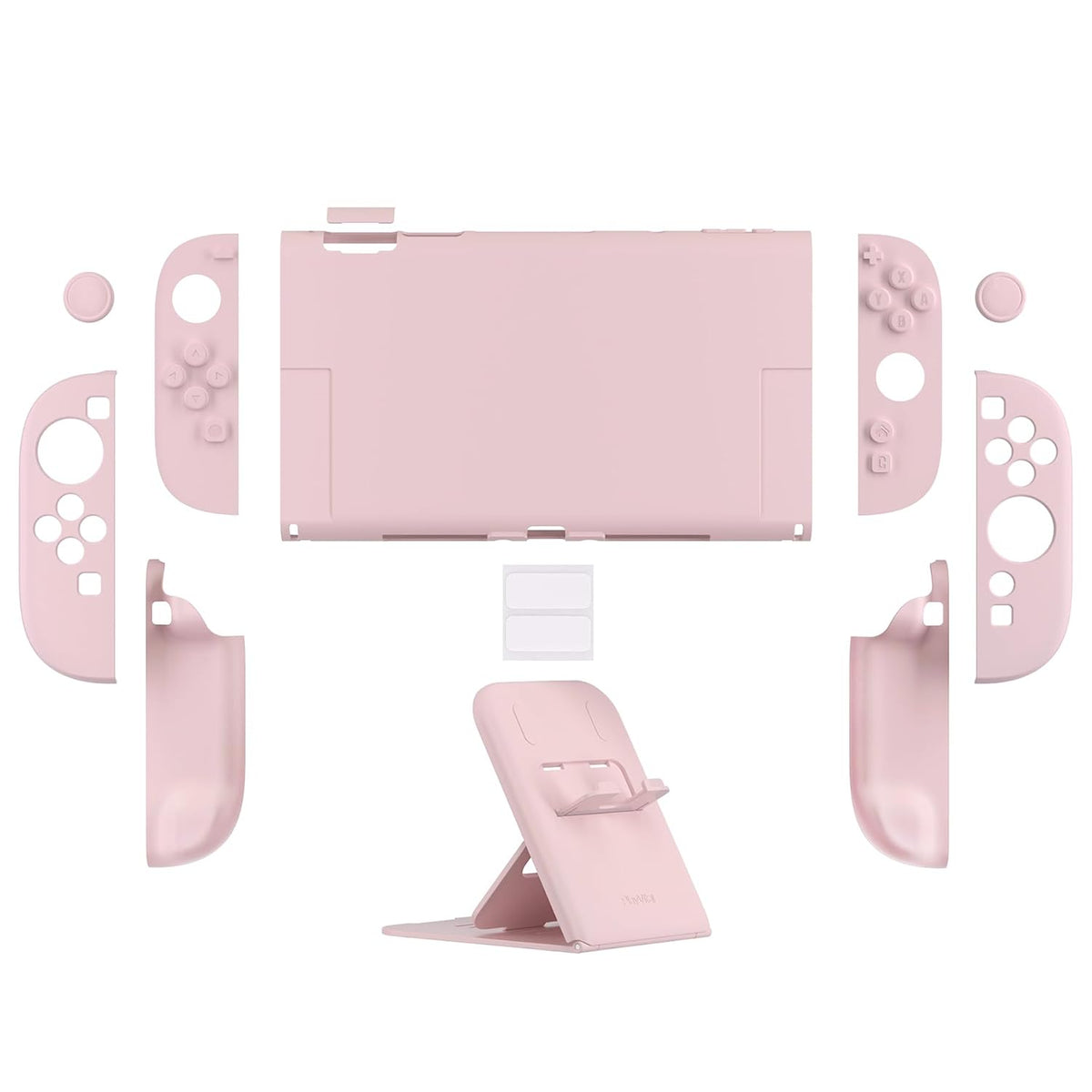 PlayVital Funda Resistente para Nintendo Switch 2 con Soporte Extra y Tapas de Joystick | Diseño Dividido, Cubierta Protectora de Cuerpo Completo, Dockable para Nintendo Switch 2 | Serie de Color Sólido, Cerezos en Flor Rosa