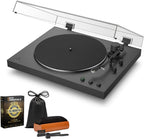 Sony PSLX3BT - Tocadiscos de reproducción automática completa con conectividad Bluetooth, paquete negro con kit de limpieza de discos de vinilo Deco Gear y Deco Essentials 2 años CPS paquete de protección mejorada