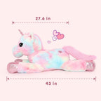 Tezituor - Unicornio gigante de 43 pulgadas, unicornio de peluche rosa arcoíris