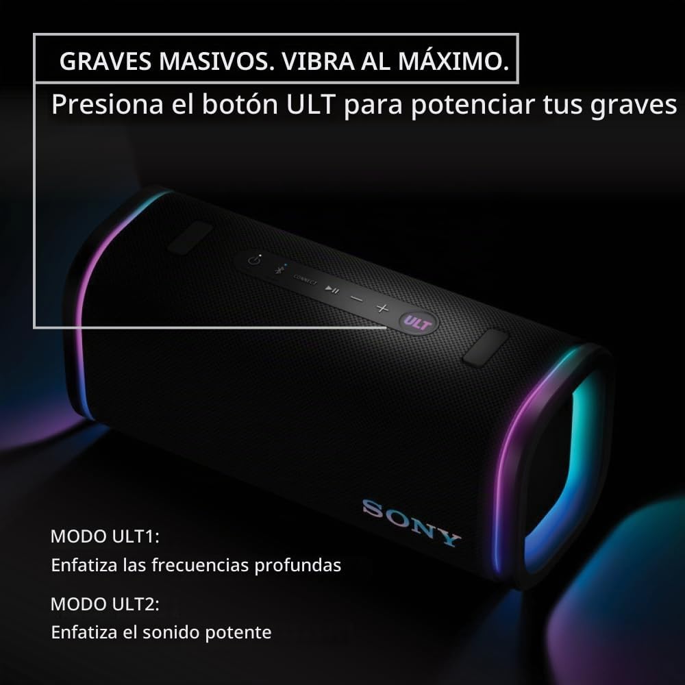 Sony ULT Field 5 Altavoz portátil inalámbrico Bluetooth resistente al agua, negro