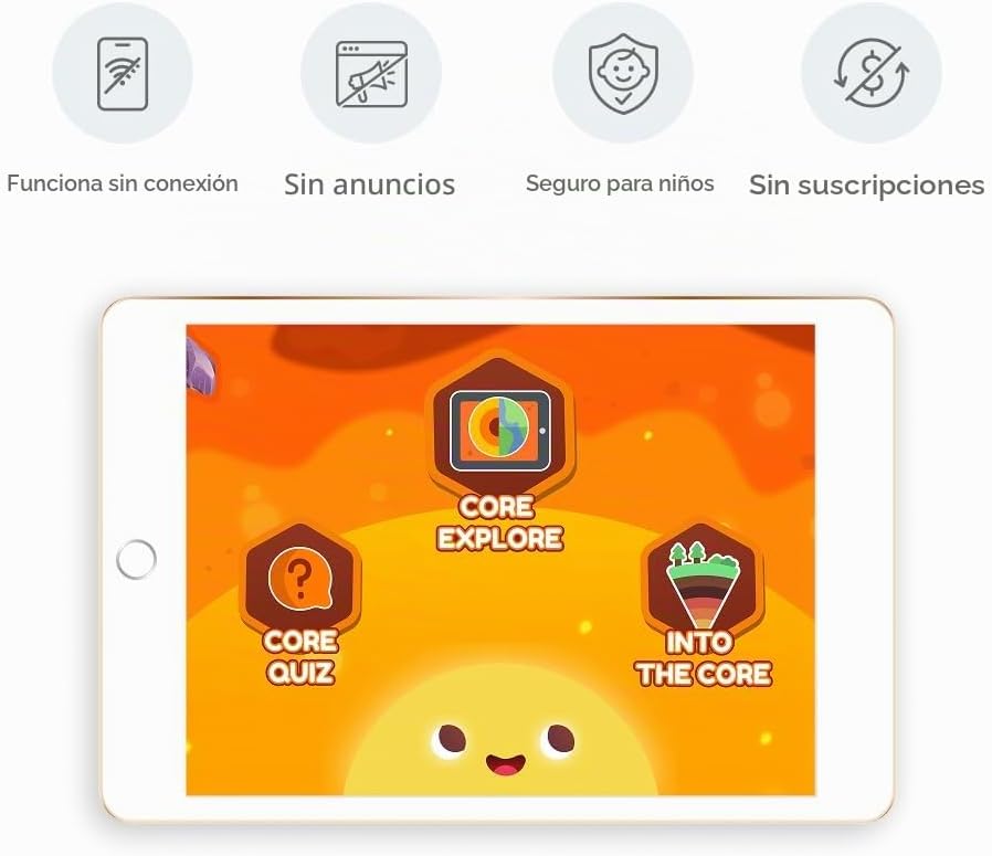 PlayShifu Orboot Core - Globo interactivo para niños de 4 a 10 años; globo de tierra abierto de 3 capas con aplicación AR; explora la superficie de la Tierra, fósiles, minerales y núcleo brillante