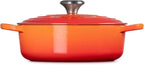Le Creuset - Olla holandesa ancha, redonda y única de hierro fundido esmaltado, de 6.75 cuartos de galón, Fuego