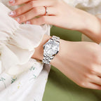 OLEVS Reloj para Mujer Moderno de Moda con Diamantes para Damas Analógico, Acero Inoxidable, Resistente al Agua, Luminosa, Día, Fecha, Dos Tonos