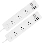 WBM SMART Regleta de alimentación de 5.9 pies 10 A - Enchufe de cable de extensión, paquete de 2 con 2 puertos USB y 1 enchufe tipo C, extensor de salida múltiple para el hogar, la oficina y el